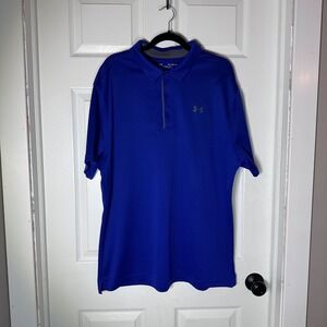 Under Armour Mens 2XL Royal Blue HeatGear Loose Fit Short Sleeve Golf Polo Shirt